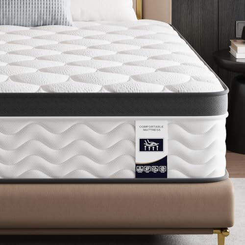 12 Inch Full Size Mattress, Hybrid Bed Mattress in a Box, 75" x 54" | Memory Foam Hybrid, Back Support & Pressure Relief, Motion Isolation, CertiPUR-US Foam, Medium Firm, Colchones Full