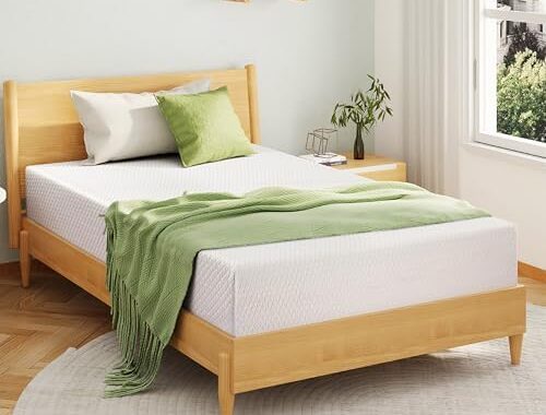 EGOHOME Full Size Memory Foam Mattress 8 Inch, Green Tea, Medium Firm | Bed Mattress in A Box, Cooling Green Tea Gel, Pressure Relief, CertiPUR-US Certified, Fiberglass Free, 75”L x 54”W, White