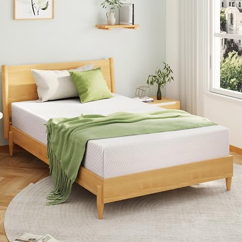 EGOHOME Full Size Memory Foam Mattress 8 Inch, Green Tea, Medium Firm | Bed Mattress in A Box, Cooling Green Tea Gel, Pressure Relief, CertiPUR-US Certified, Fiberglass Free, 75''L x 54''W, White