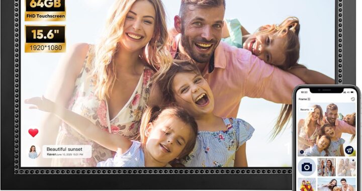 Digital Picture Frame 15.6 Inch Digital Photo Frame with 64GB Storage, 1920 * 1080 IPS FHD Touchscreen, WiFi Smart Frame Share Photos and Videos Instantly from Anywhere via AiMOR App